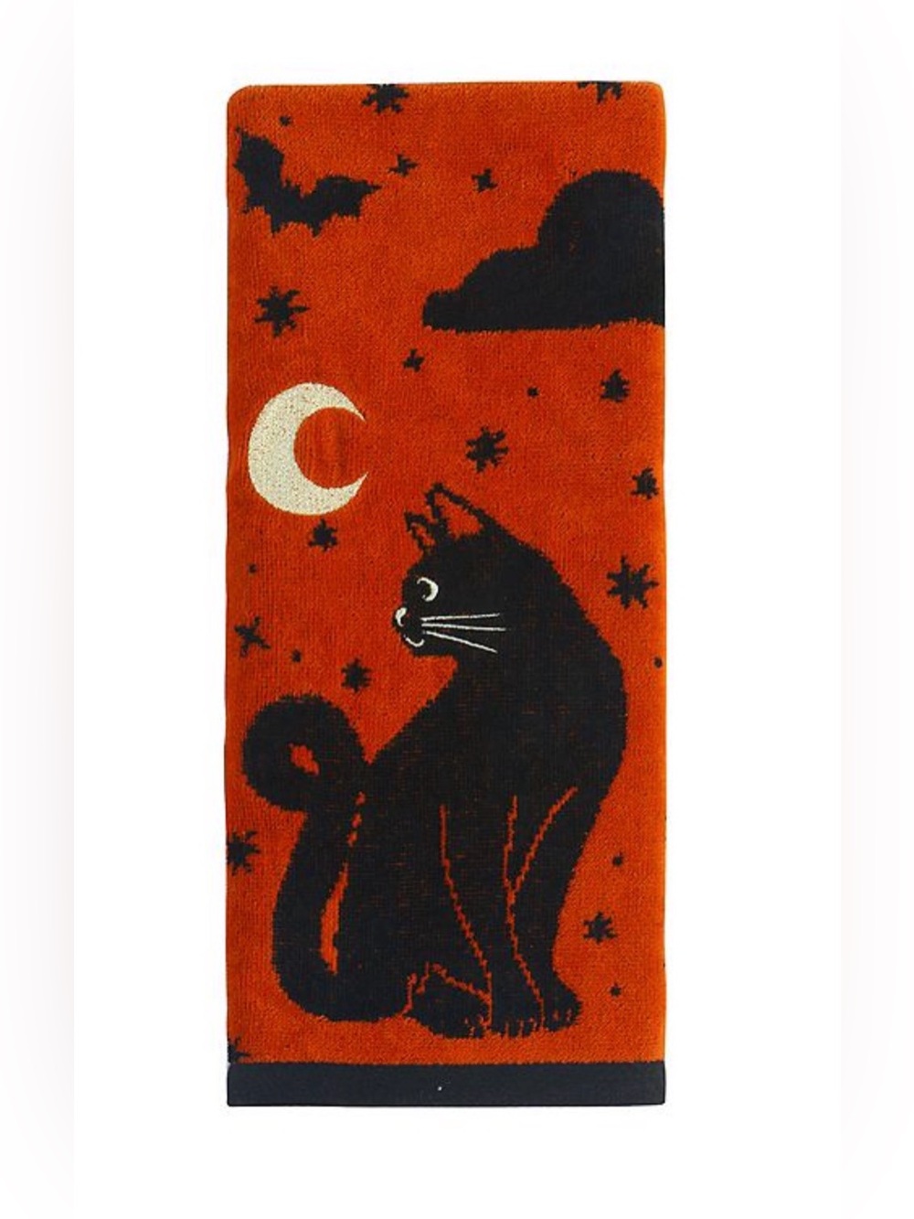 Black Cat Halloween Hand Towel - Orange